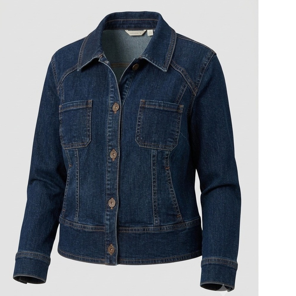 Susan Graver SG Sport Y2K Denim Jacket Dark Wash Indigo Stretch Plus Size 1X